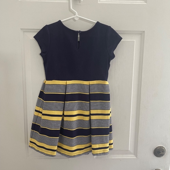 Gymboree Size 5/6 Dress Navy Blue Yellow Striped - Picture 5 of 8